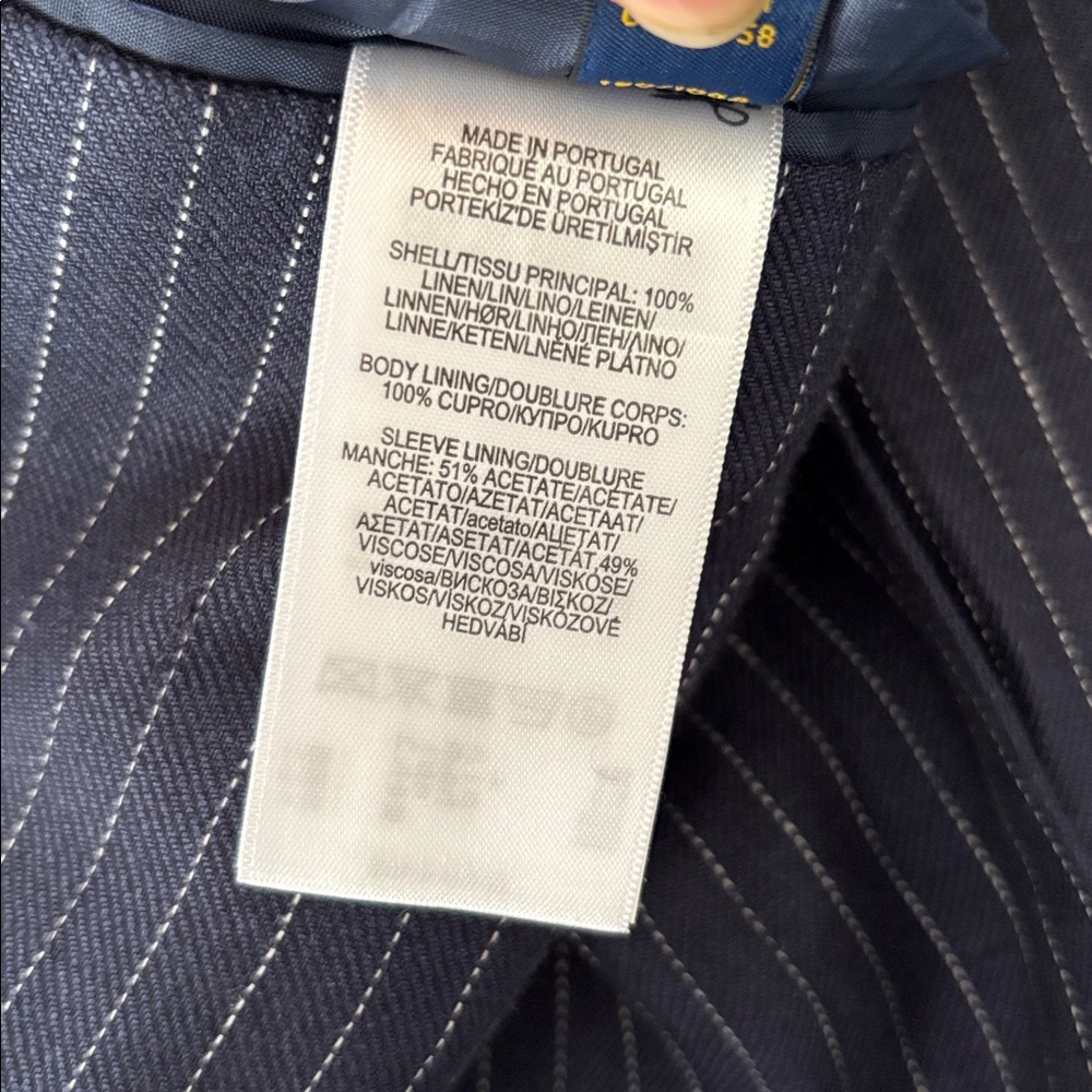 Ralph Lauren Navy Linen Pinstripe Suit Jacket - Picture 16 of 16